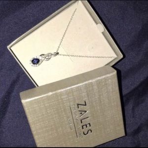 Zales 5.0mm Lab Sapphire Diamond Pendant